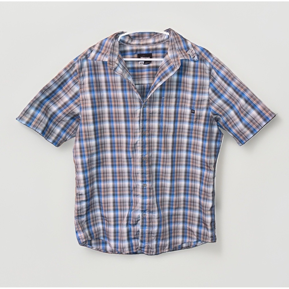 Marmot Men's M Shirt Sleeve Plaid Button Down Hiking Outdoors Camping Shirt